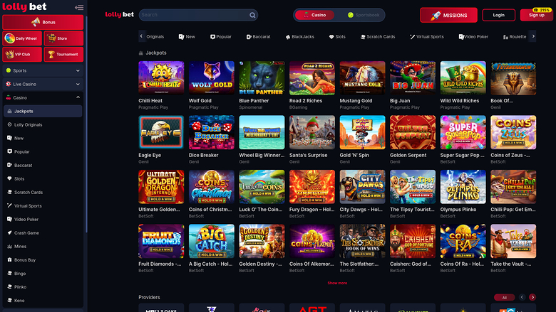 LollyBet Casino — Jackpot games