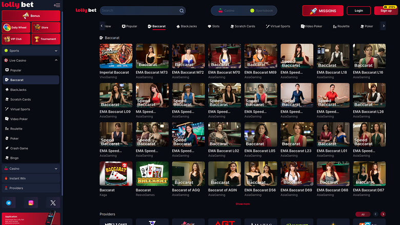 LollyBet Casino — Live dealer lobby