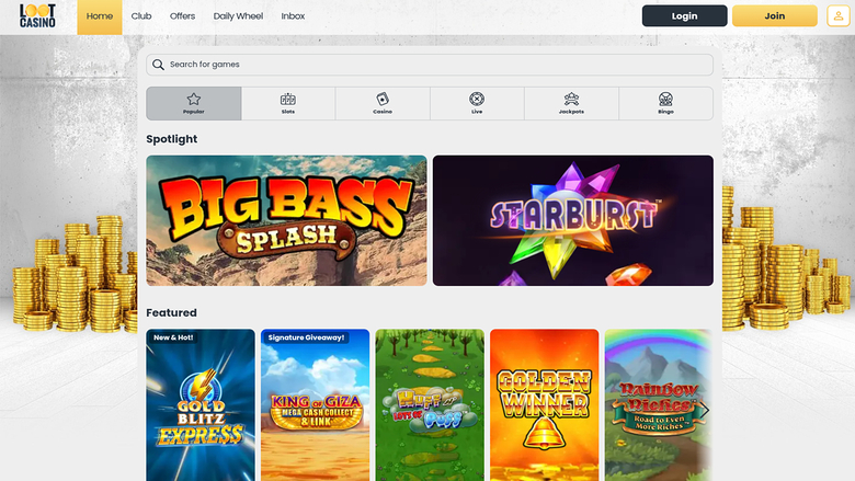 Loot Casino — Games lobby