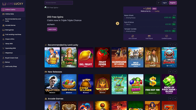 Lord Lucky Casino — Homepage