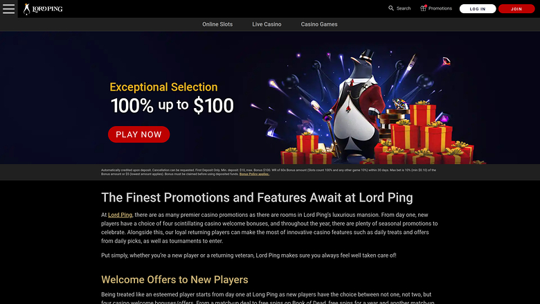 Lord Ping Casino — Promotions page