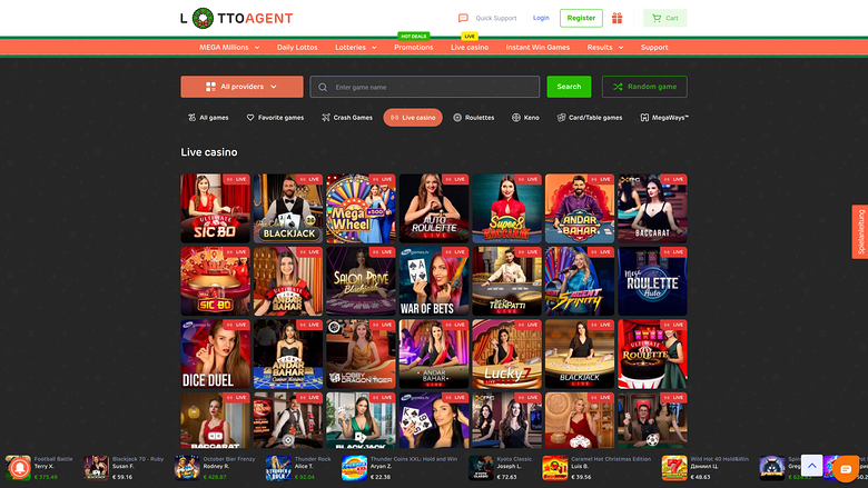 Lotto Agent — Live dealer lobby