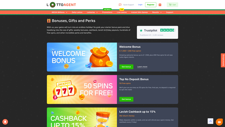 Lotto Agent — Promotions page