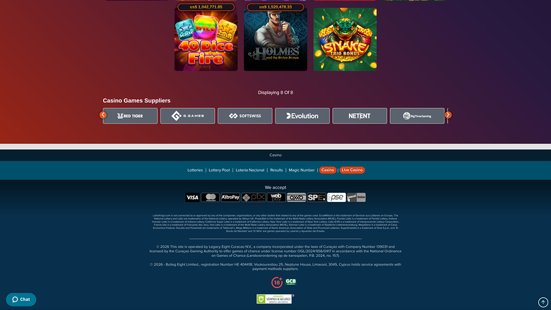 LottoKings Casino — Games by studio