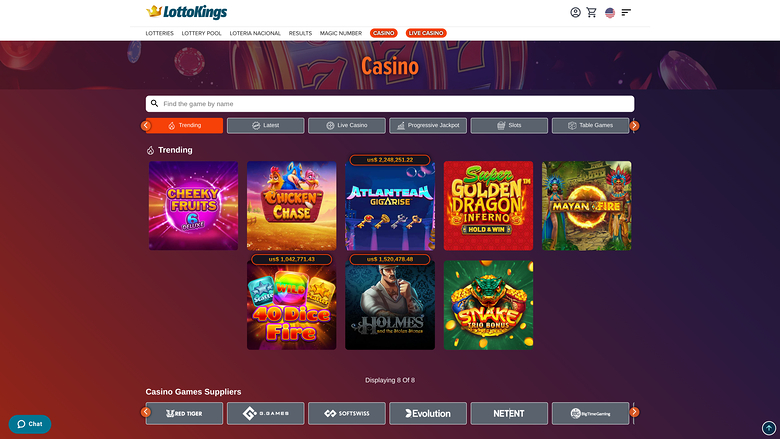 LottoKings Casino — Games lobby