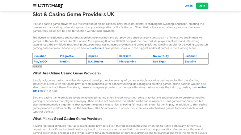 Lottomart Casino — Games by studio