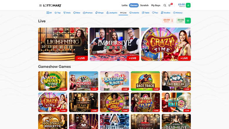 Lottomart Casino — Live dealer lobby
