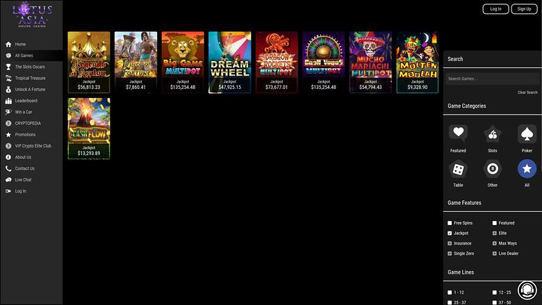 Lotus Asia Casino — Jackpot games