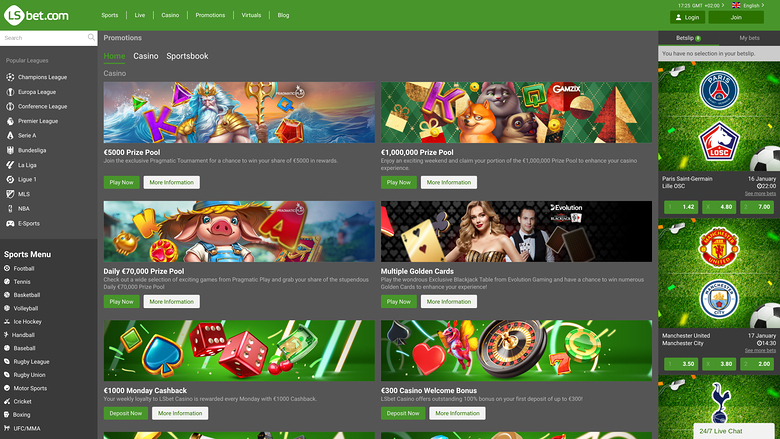 LSbet Casino — Promotions page