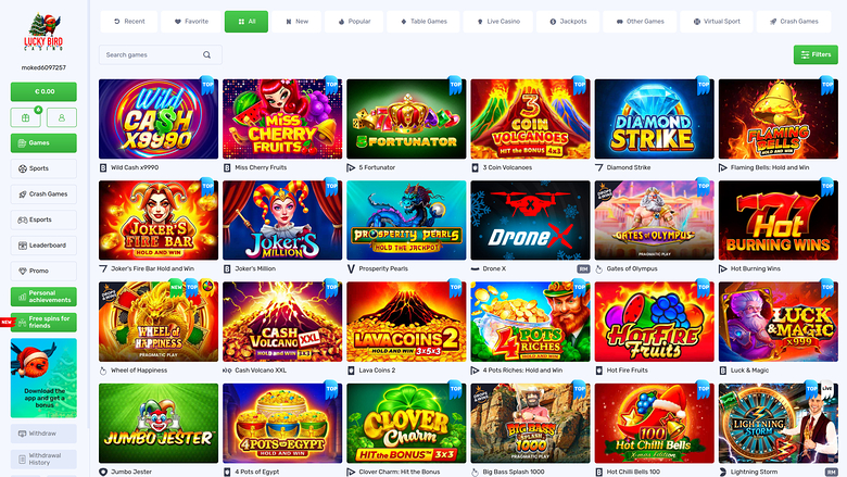 Lucky Bird Casino — Games lobby