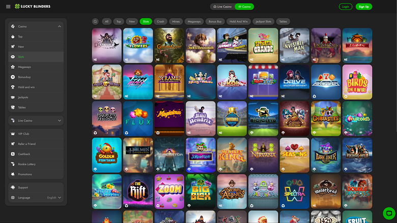 Lucky Blinders Casino — Games lobby