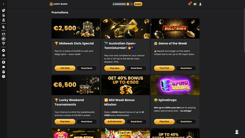 Lucky Block Casino — Promotions page
