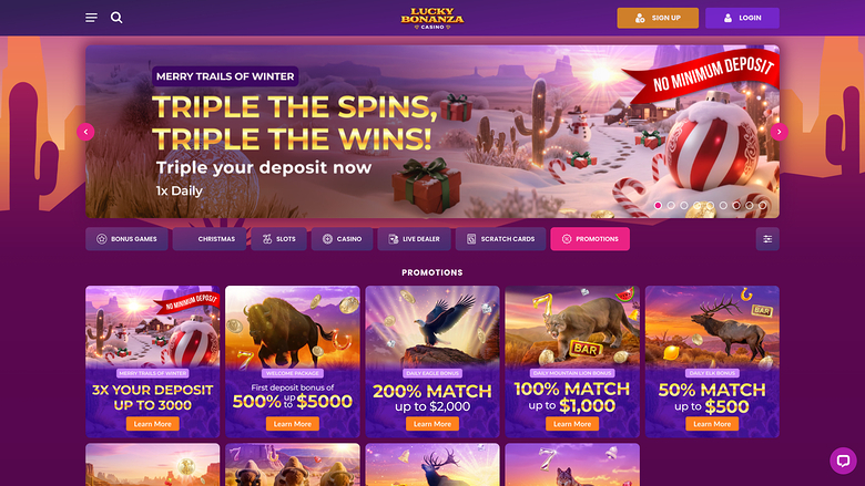 Lucky Bonanza Casino — Promotions page