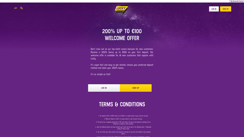 Lucky Casino — Promotions page