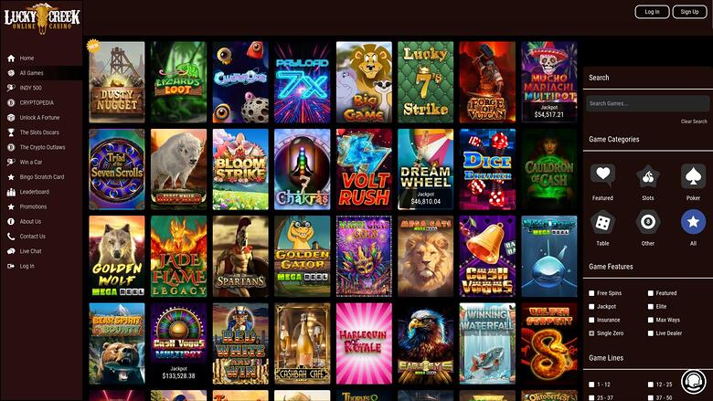 Lucky Creek Casino — Games lobby