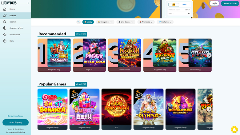 Lucky Days Casino — Games lobby
