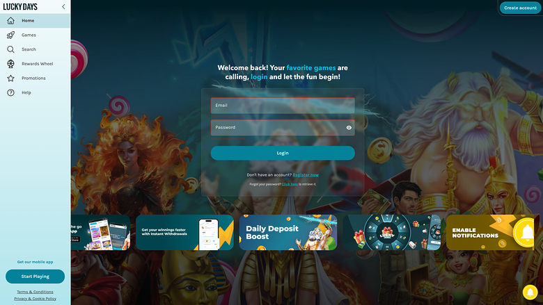 Lucky Days Casino — Homepage