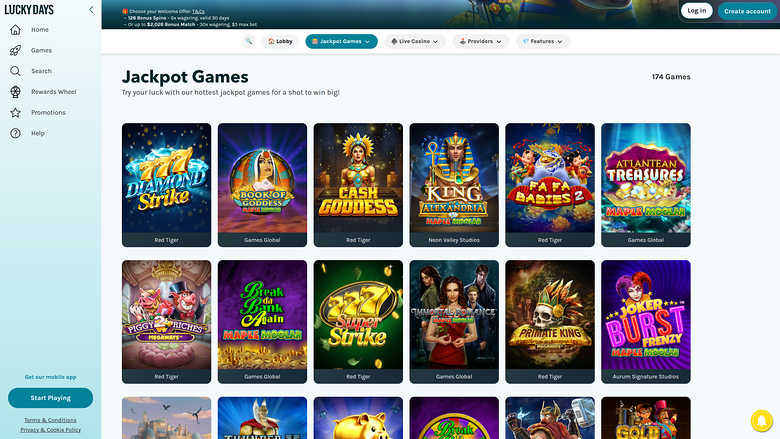 Lucky Days Casino — Jackpot games