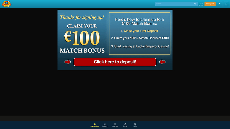 Lucky Emperor Casino — Promotions page