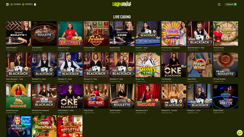 Lucky Jungle — Live dealer lobby