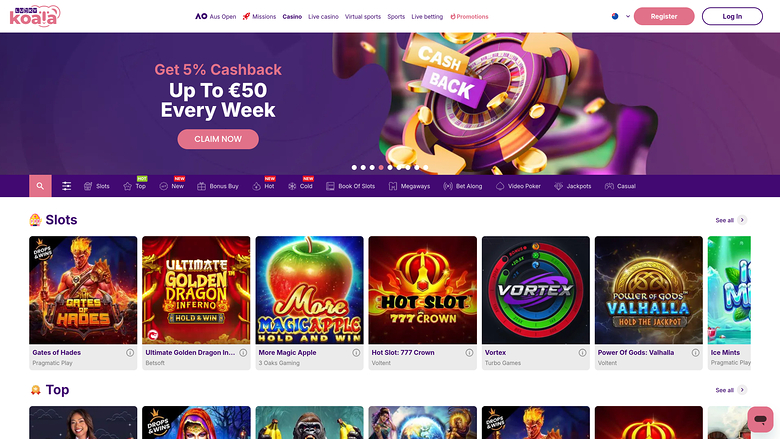 Lucky Koala — Games lobby