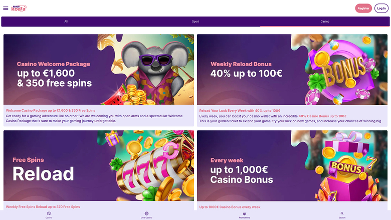 Lucky Koala — Promotions page