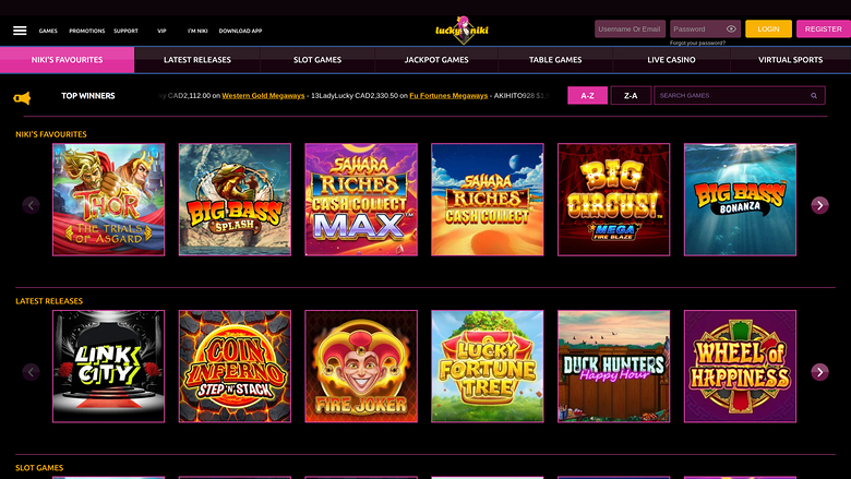 Lucky Niki Casino — Games lobby
