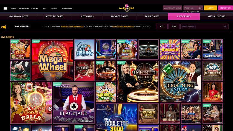 Lucky Niki Casino — Live dealer lobby