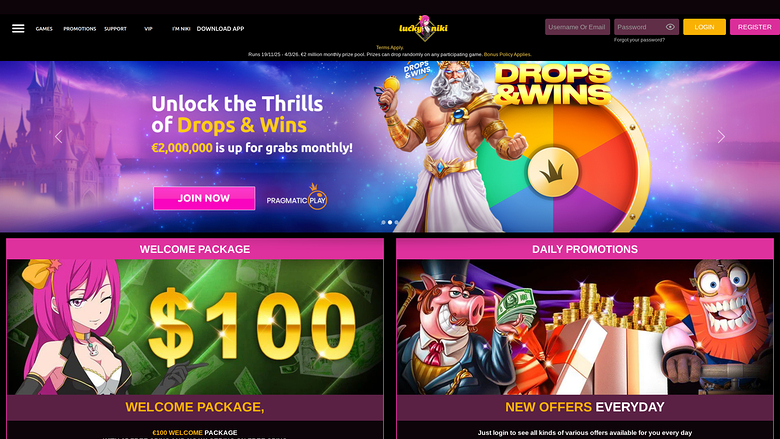 Lucky Niki Casino — Promotions page