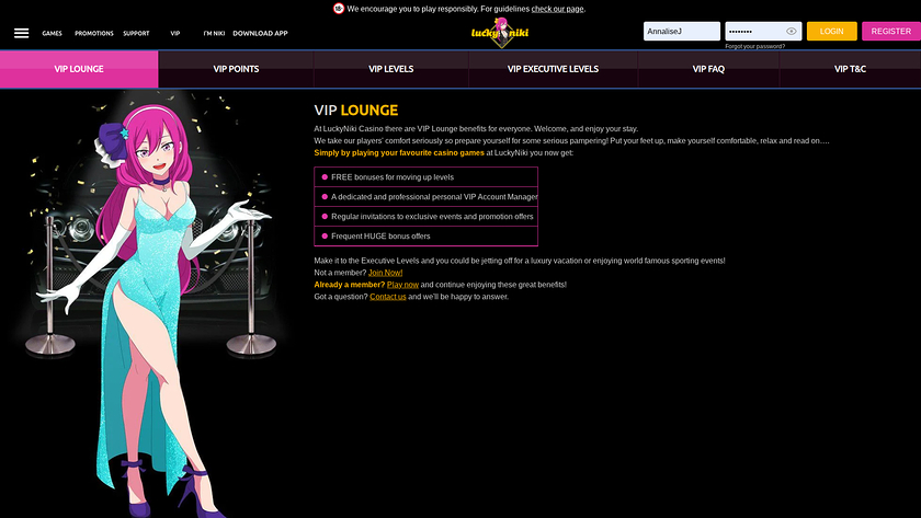 Lucky Niki Casino — VIP section