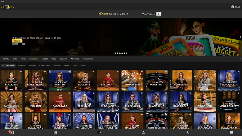 Lucky Nugget Casino — Live dealer lobby
