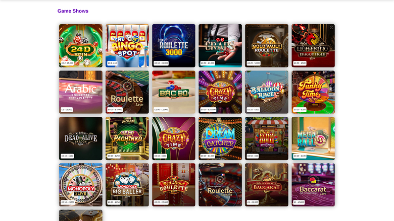Lucky Pants Bingo — Live dealer lobby