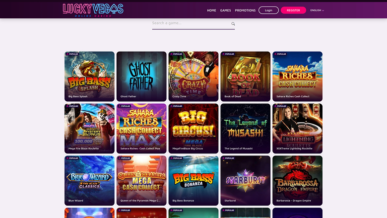 Lucky Vegas Casino — Games lobby