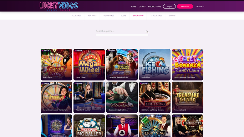 Lucky Vegas Casino — Live dealer lobby