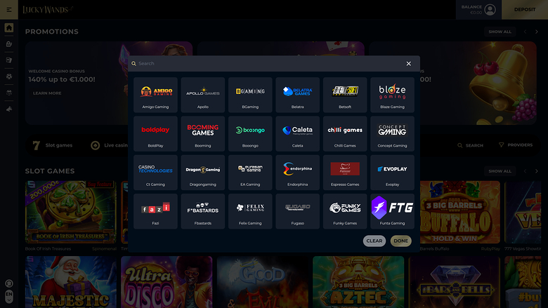 Lucky Wands Casino — Games by studio