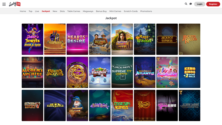 Lucky31 Casino — Jackpot games