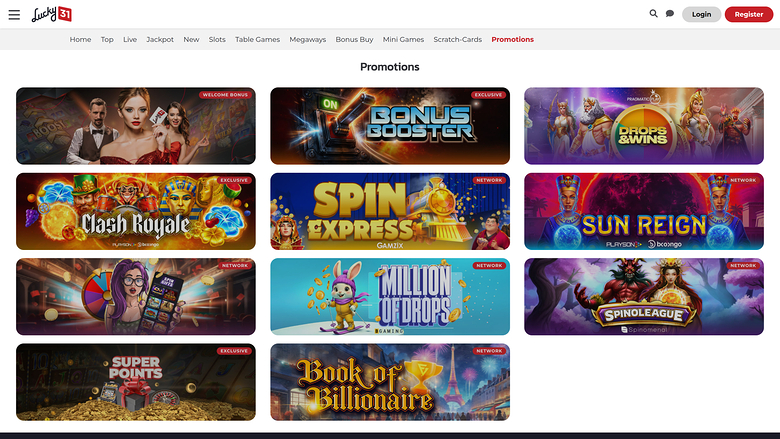 Lucky31 Casino — Promotions page