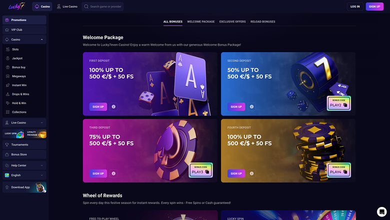 Lucky7even — Promotions page