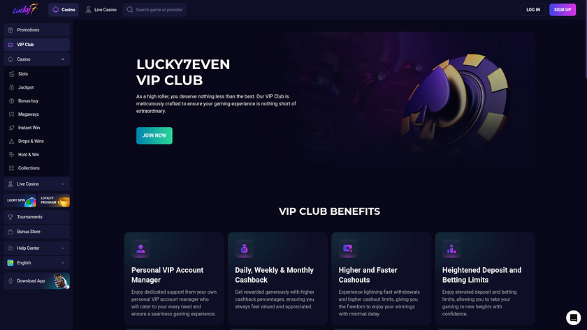 Lucky7even — VIP section