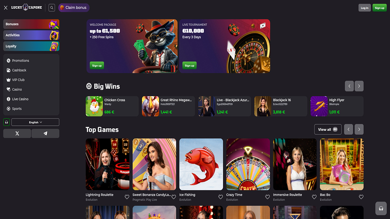 LuckyCapone Casino — Livedealer