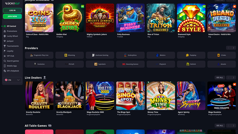 LuckyElf Casino — Games by studio