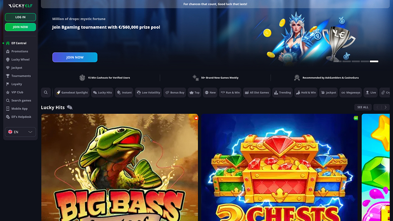 LuckyElf Casino — Homepage