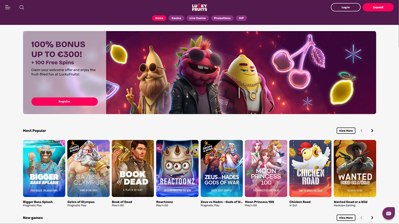 LuckyFruits Casino — Homepage