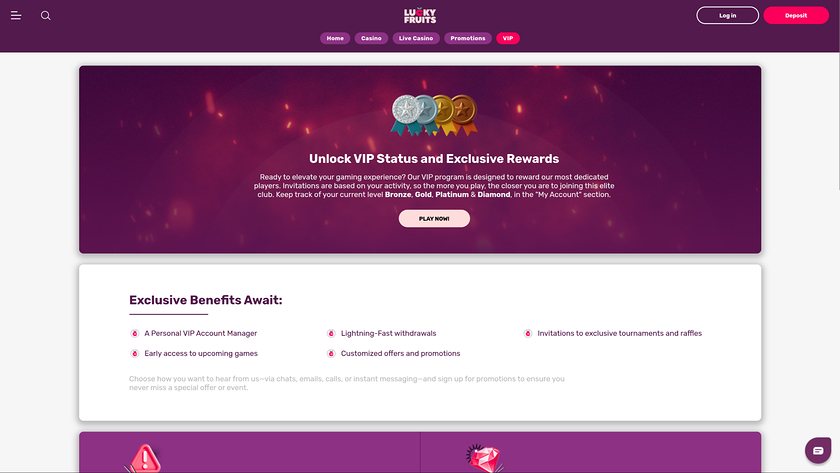 LuckyFruits Casino — VIP section