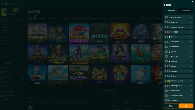 Luckygem Casino — Games by studio