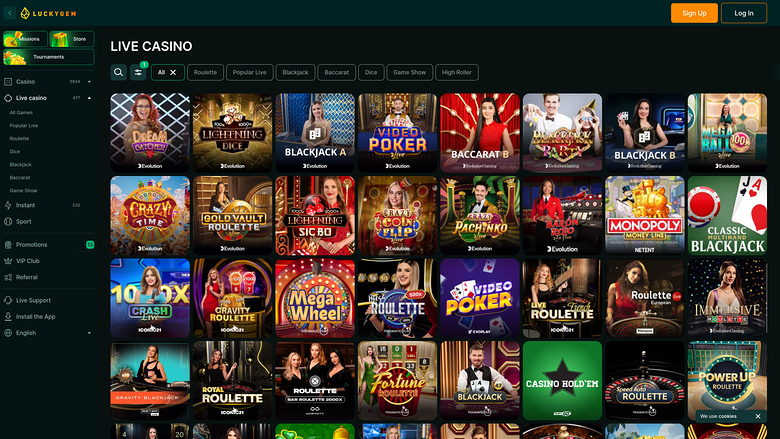 Luckygem Casino — Live dealer lobby