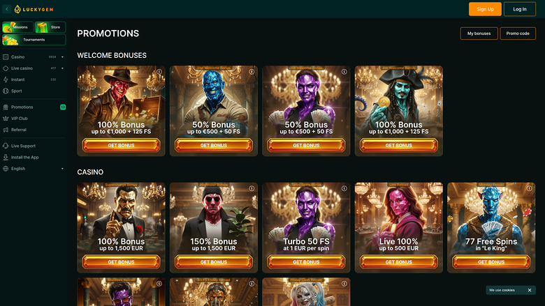 Luckygem Casino — Promotions page