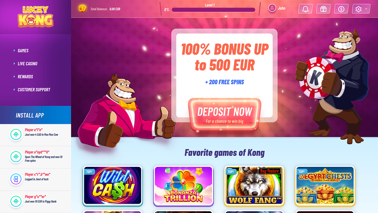 LuckyKong Casino — Homepage