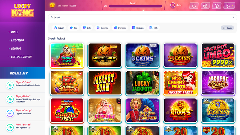 LuckyKong Casino — Jackpot games