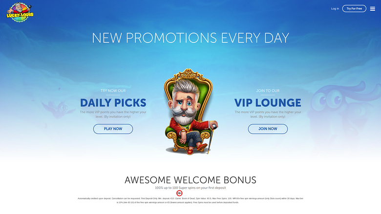LuckyLouis Casino — Promotions page